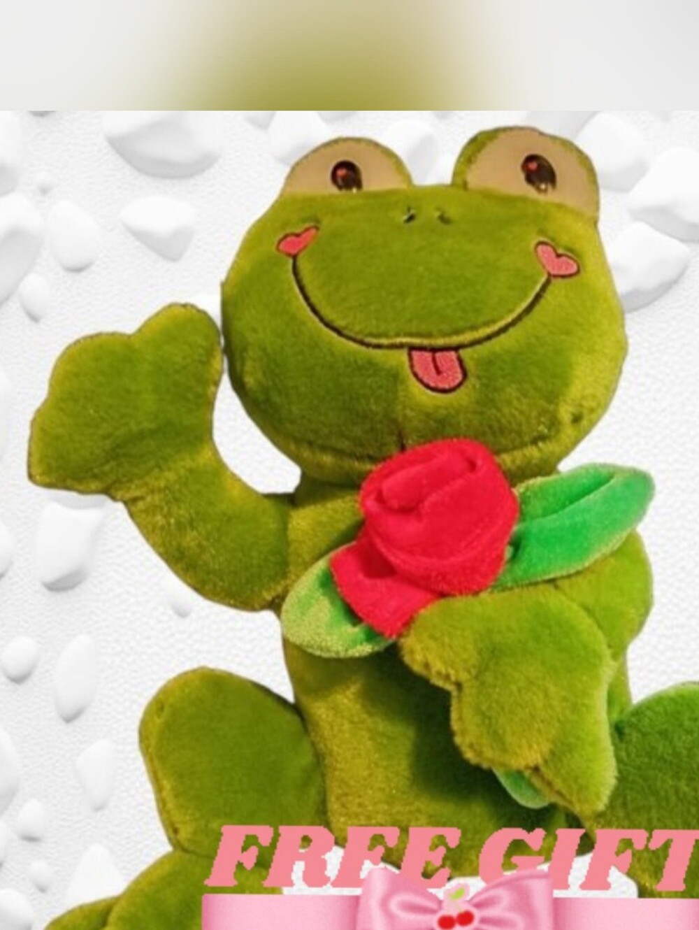 FREE with achat!🌹Frog Plush Stuffed Animal Doll Green Red Rose Valentine Gift